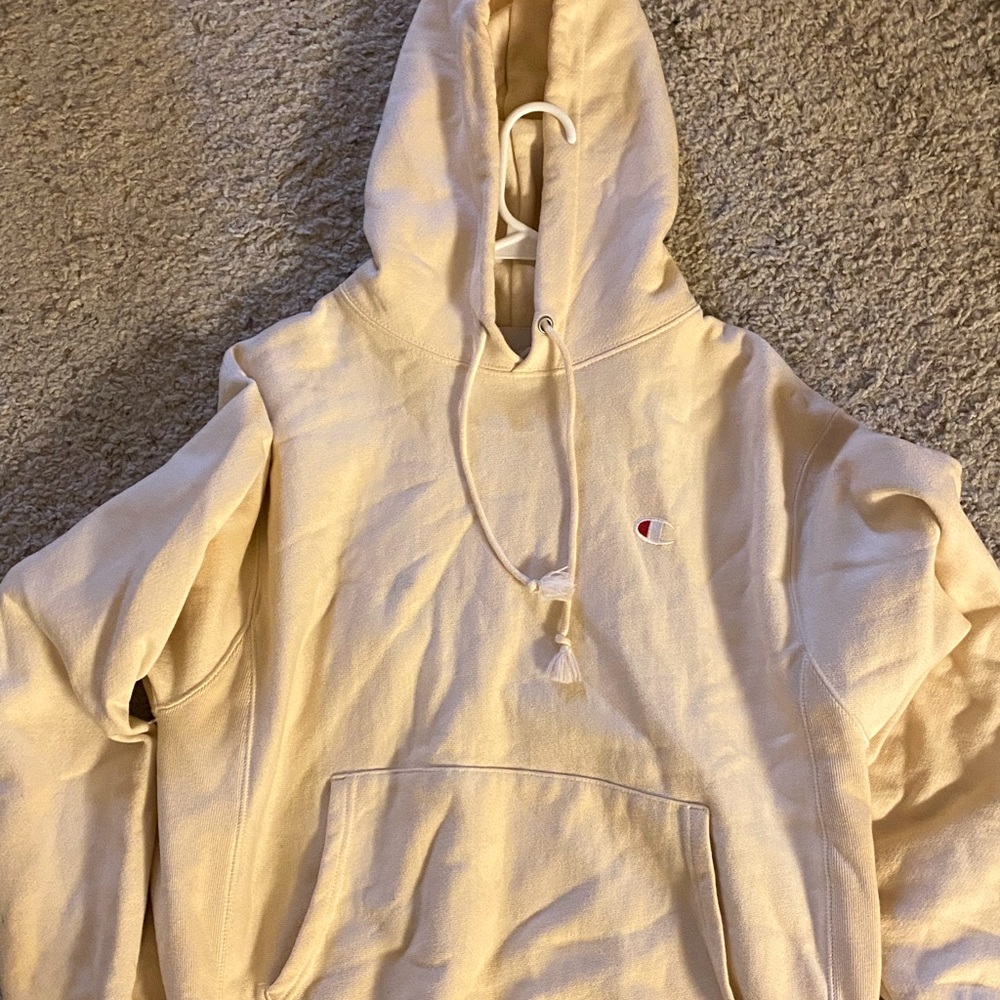 Cream Beige Reverse Weave Champion Hoodie Unisex Medium | Perfect Condition, New